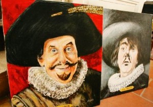 Deux tableaux de Cyrano, parmi la collection du Bergeracois Jean-Louis Leclair. (Archives Emilie Drouinaud)